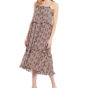 Gibson & Latimer Ruffle Square Neck Sleeveless Printed Tier Midi Dress